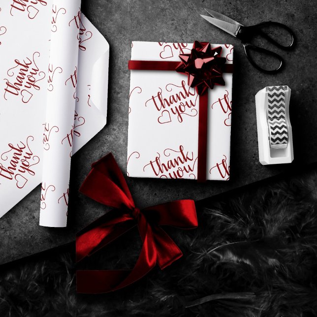 Einfache rote Schrift | Candy Cherry Apple Danke Geschenkpapier (Von Creator hochgeladen)