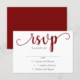 Einfache rote Schrift | Cherry Minimalistisch Blüh RSVP Karte