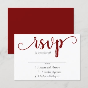 Einfache rote Schrift Cherry Minimalistisch Blüh RSVP Karte
