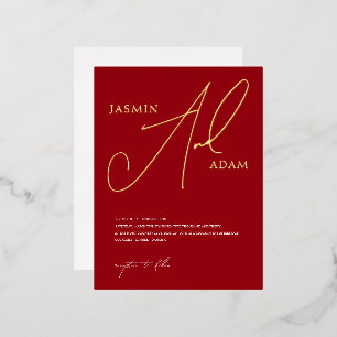 Einfache rote Schrift Goldfolie Hochzeit Folie Einladungspostkarte