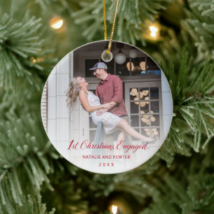 Einfache rote Schrift Moderne Erste Weihnachten Ve Keramik Ornament