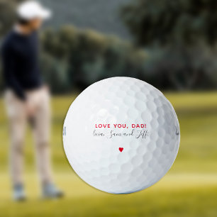 Einfache rote Schrift und die Unterschrift des Gol Golfball