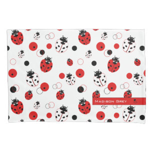 Einfache rote, schwarze und weiße Ladybug-Muster Kissenbezug