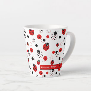 Einfache rote, schwarze und weiße Ladybug-Muster Milchtasse