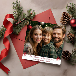 Einfache rote und grüne Schneeflocken-Ferienkarte Feiertagskarte