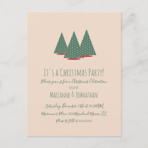 Einfache rote Weihnachtsbäume-Party-Postkarte Postkarte