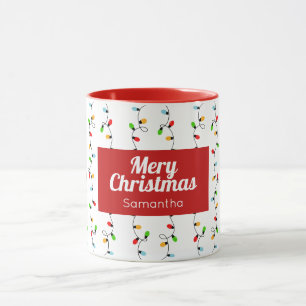 Einfache rote Weihnachtslichter mit Glühbirnen Tasse