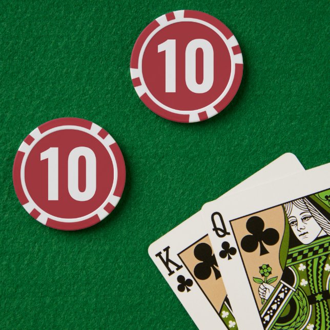 Einfache rote weiße fette Zahl  Pokerchips (Pokertisch (doppelt))