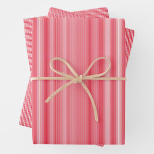 Einfache rote weiße Streifen Weihnachtsfeiertag Geschenkpapier Set