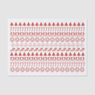 Einfache rote/weiße Weihnachtssymbole Muster Seidenpapier