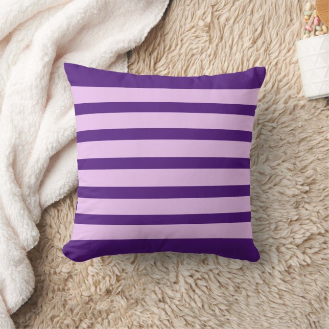 Einfache Royal Lila und Lilac Horizontal Streifen Kissen (Decke)