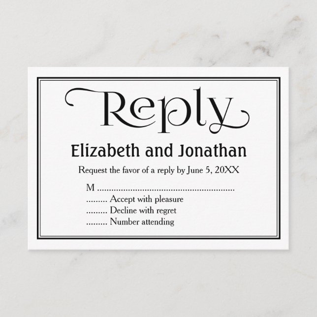 Einfache RSVP-Karte für Christliche Hochzeiten in  RSVP Karte (Vorderseite)