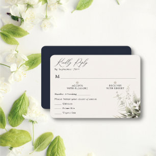 Einfache RSVP-Karte für die Botanische Marine mit RSVP Karte