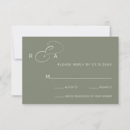 Einfache RSVP-Karte für Monogram Sage Green Weddin RSVP Karte