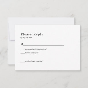 Einfache RSVP-Karte für Schwarz-Weiß-Hochzeit RSVP Karte