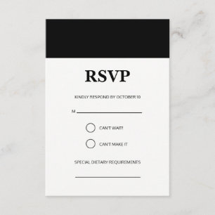 Einfache RSVP-Karte mit schwarzem Streifen RSVP Karte