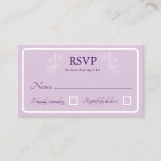 Einfache RSVP-Reaktionskarten für Blumenhochzeiten Begleitkarte