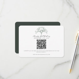 Einfache RSVP Waldgrüne französische Toile-Tauben- Karte