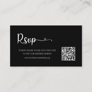 Einfache RSVP Website-Abschlusskarte für Black Wed Begleitkarte