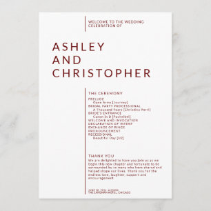 Einfache Ruby Red Abgeschieden Names Hochzeitsfeie Programm