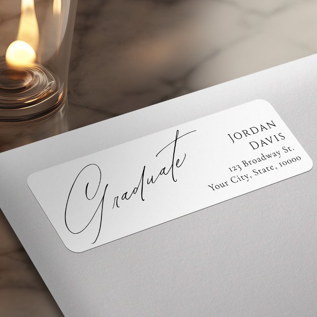 Einfache Rücksendeadresse für elegante Script-Absc (Simple Elegant Script Graduation Return Address Label)