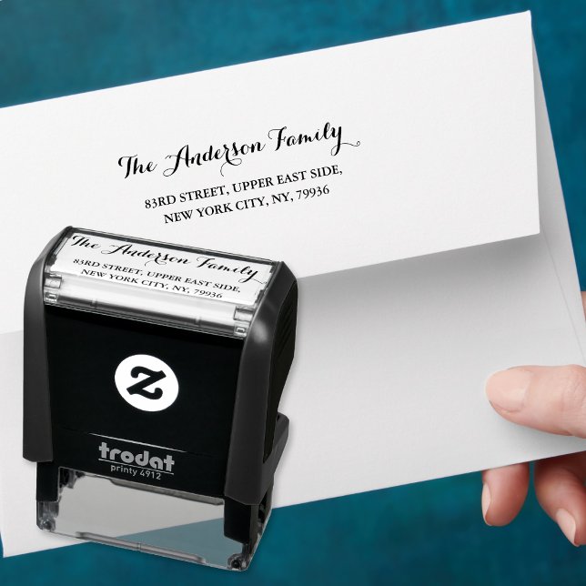 Einfache Rücksendeadresse für Elegante Skriptfamil Permastempel (Simple Elegant Script Family Name Return Address Self-inking Stamp)