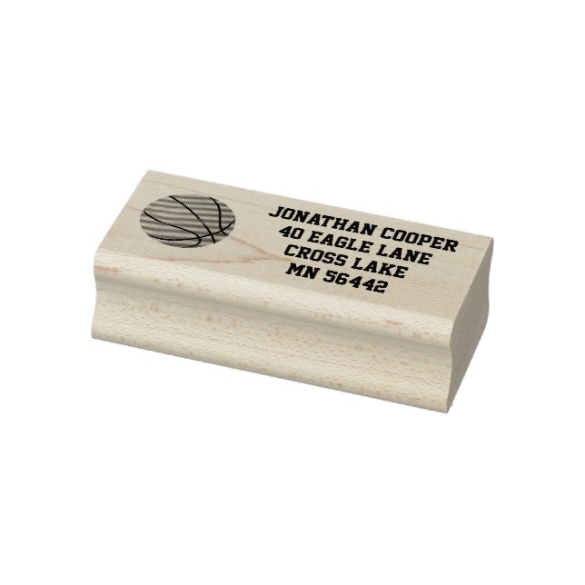 Einfache Rücksendeadresse mit Basketball Gummistempel (Stempel)