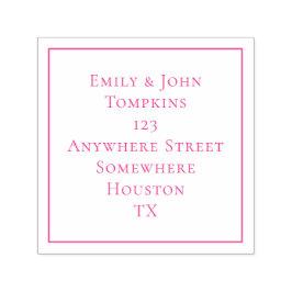 Einfache Rücksendeadresse Square Border Pink Permastempel