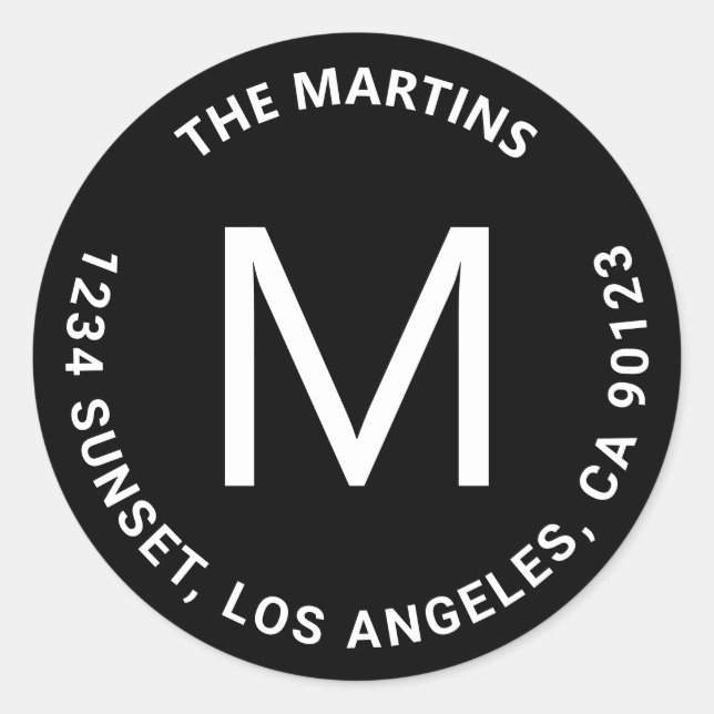 Einfache Rücksendeadresse von formatiertem, format Runder Aufkleber (Vorderseite)