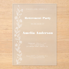 Einfache Ruhestandsdoodle daisy weiß Acryleinladungen