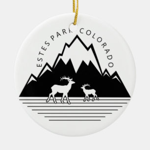 Einfache runde Elchverzierung Estes Park-Colorados Keramik Ornament
