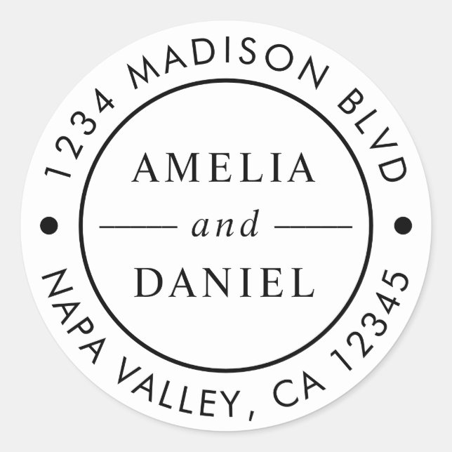Einfache runde Rücksendeadresse Runder Aufkleber (Vorderseite)