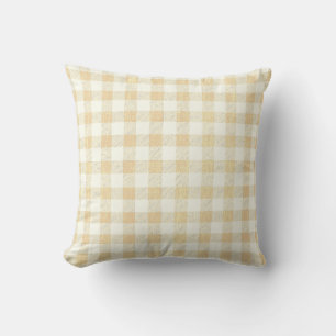 Einfache rustikale Beige Cream Gingham Kariert Kissen
