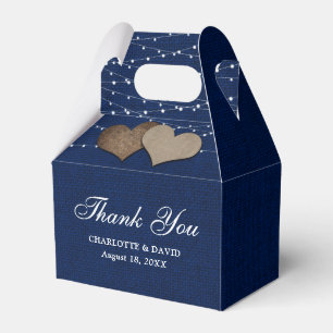 Einfache rustikale Blue Burlap-Gastgeschenk Hochze Geschenkschachtel