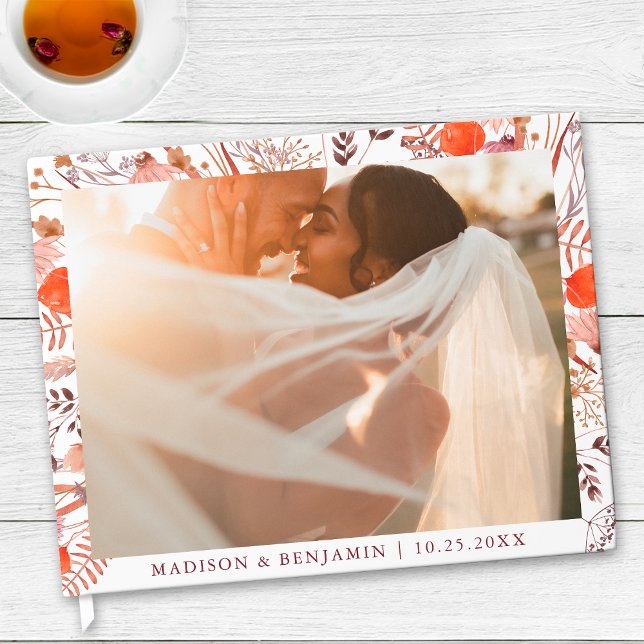 Einfache Rustikale Boho-Chic-Wildblumen-Foto-Hochz Gästebuch (Von Creator hochgeladen)