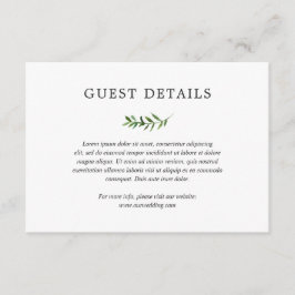 Einfache rustikale Boho Gründetails Hochzeit Begleitkarte