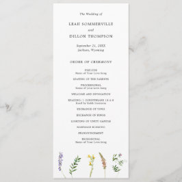 Einfache Rustikale Boho Wildblume Hochzeit Programm