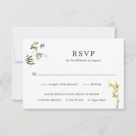 Einfache Rustikale Boho Wildblume Hochzeit RSVP Karte