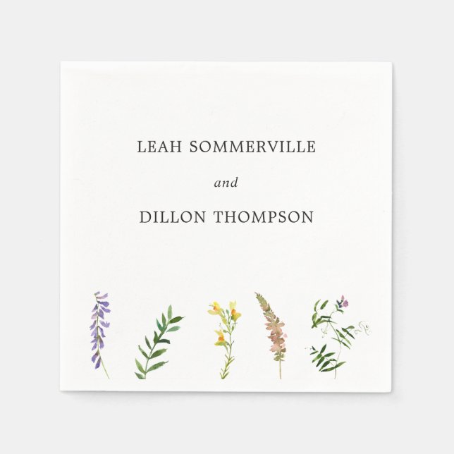 Einfache Rustikale Boho Wildblume Hochzeit Serviette (Vorderseite)
