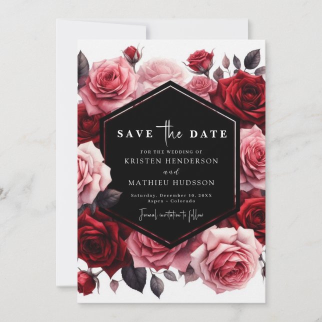 Einfache rustikale Crimson Red Wedding Save The Date (Vorderseite)
