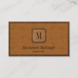 Einfache rustikale Elegant-Vintage Ledermonogramm Visitenkarte