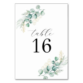 Einfache rustikale Eukalyptus-Hochzeit Tischnummer