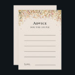 Einfache Rustikale Fall Beige Hochzeitsberatungska Hinweiskarte<br><div class="desc">Diese schlichte Rustikale Fall Beige Wedding Advice Card ist in einer zeitlosen, neutralen Basispalette aus Beige und Gold mit farbenfrohen Verzierungen goldener Äste und hübschen Herbstfloralen mit leicht fallenden Blätter in Rot, Kupfer, staubiger Rose, gebrannter Orange, Terracotta und der vollen Herbfarbe geblüht. Diese botanischen Elemente werden mit einer einfachen, klassischen...</div>