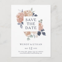 Einfache rustikale, florale Save the Date Postkart