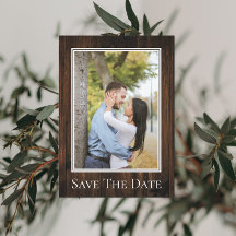 Einfache rustikale Foto-Save-the-Date-Karte