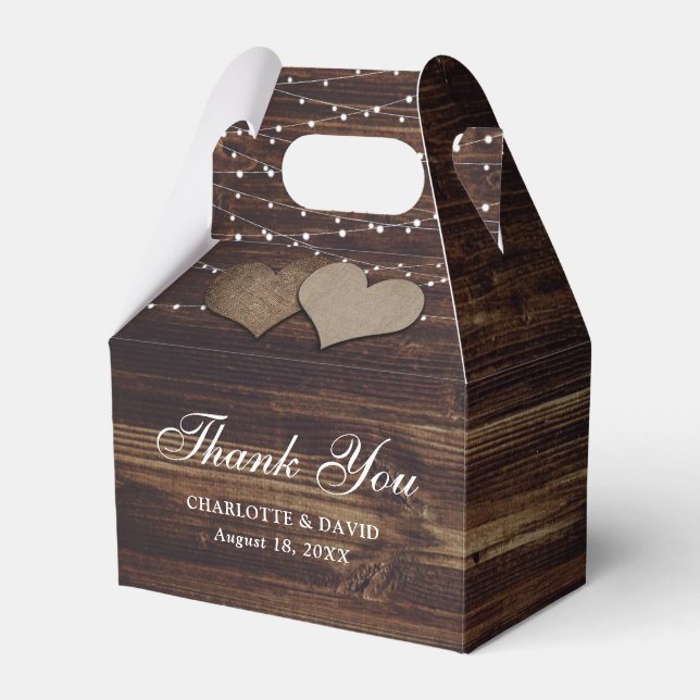 Einfache rustikale Gastgeschenk Hochzeit Geschenkschachtel (Vorderseite)