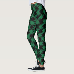 Einfache rustikale grüne Karierte Leggings