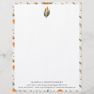 Einfache Rustikale Grünpflanzen Floral Monogramm Briefbogen