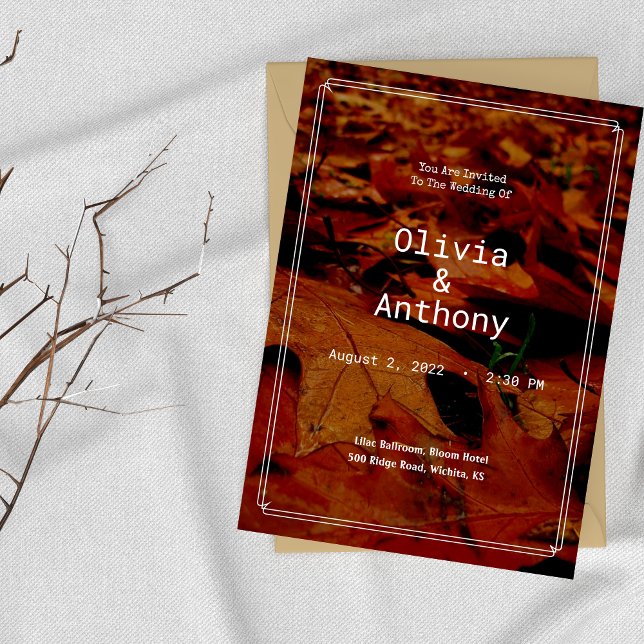 Einfache rustikale Herbstlaub Hochzeitsfeier Einladung (Von Creator hochgeladen)