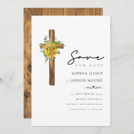 Einfache Rustikale Hochzeit mit Blume aus Holz Save The Date